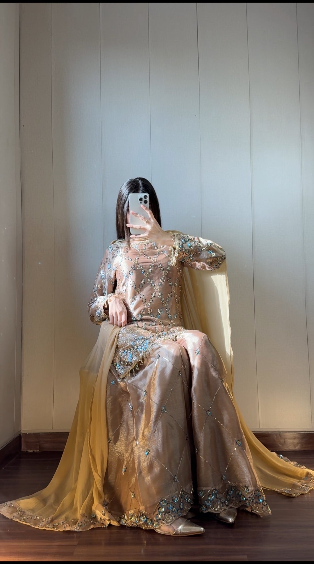 Pre-order: NEELAM - Golden Silk Cutdana Suit