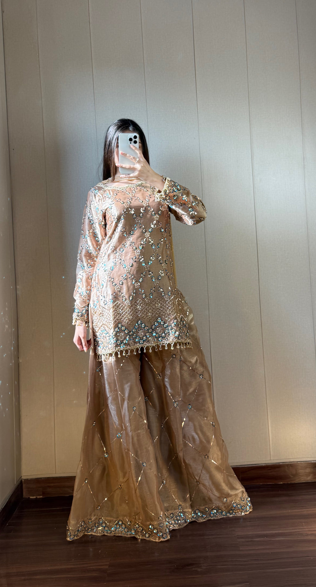 Pre-order: NEELAM - Golden Silk Cutdana Suit