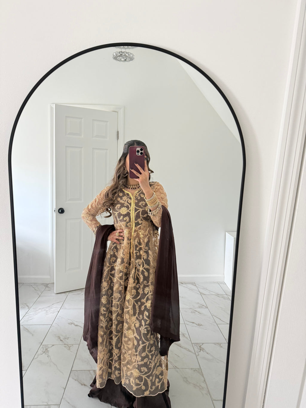 CHOCOLATE - Jacket Style Sharara Suit