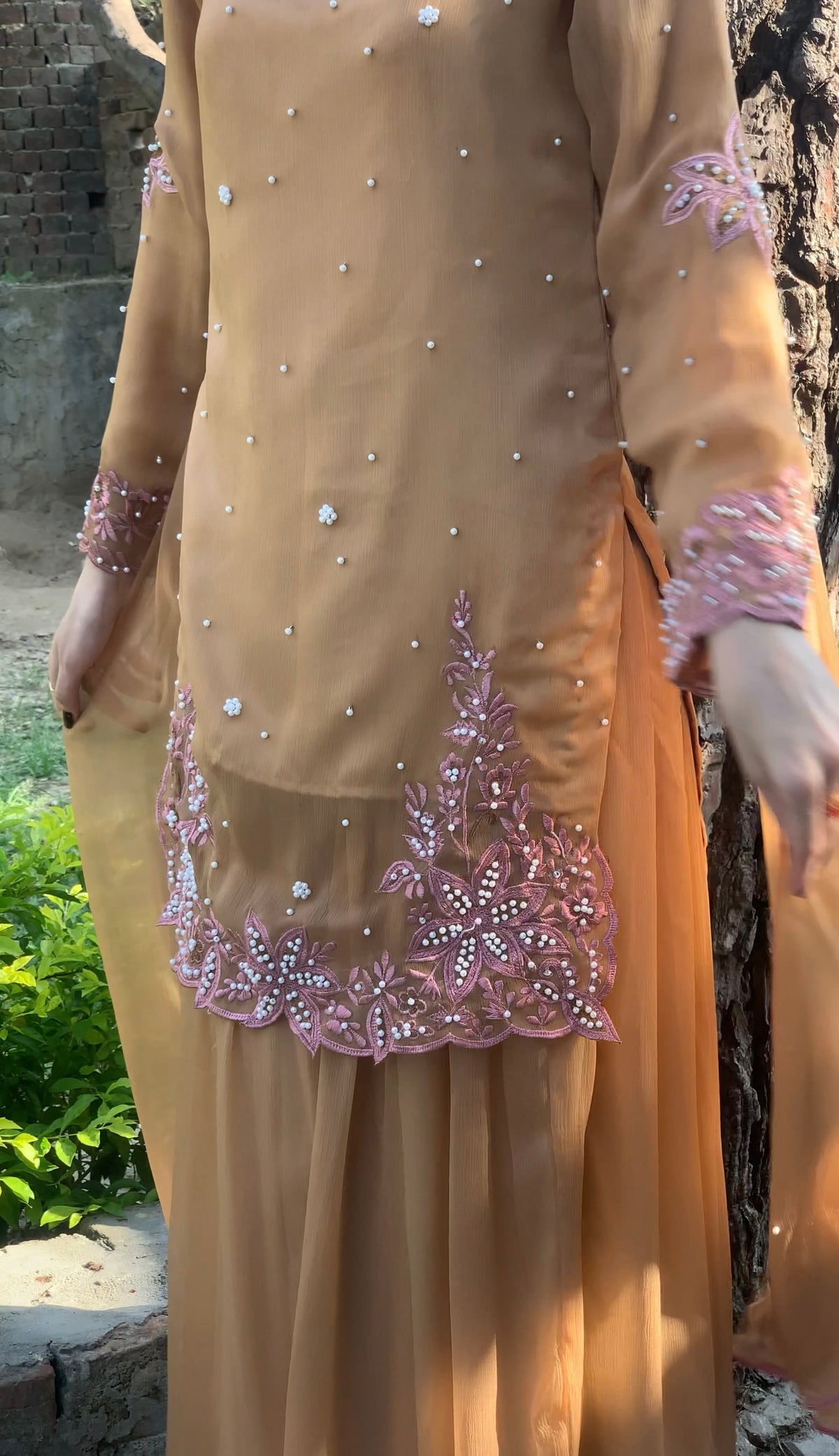 CHAI - Chiffon Hand Embroidered Sharara
