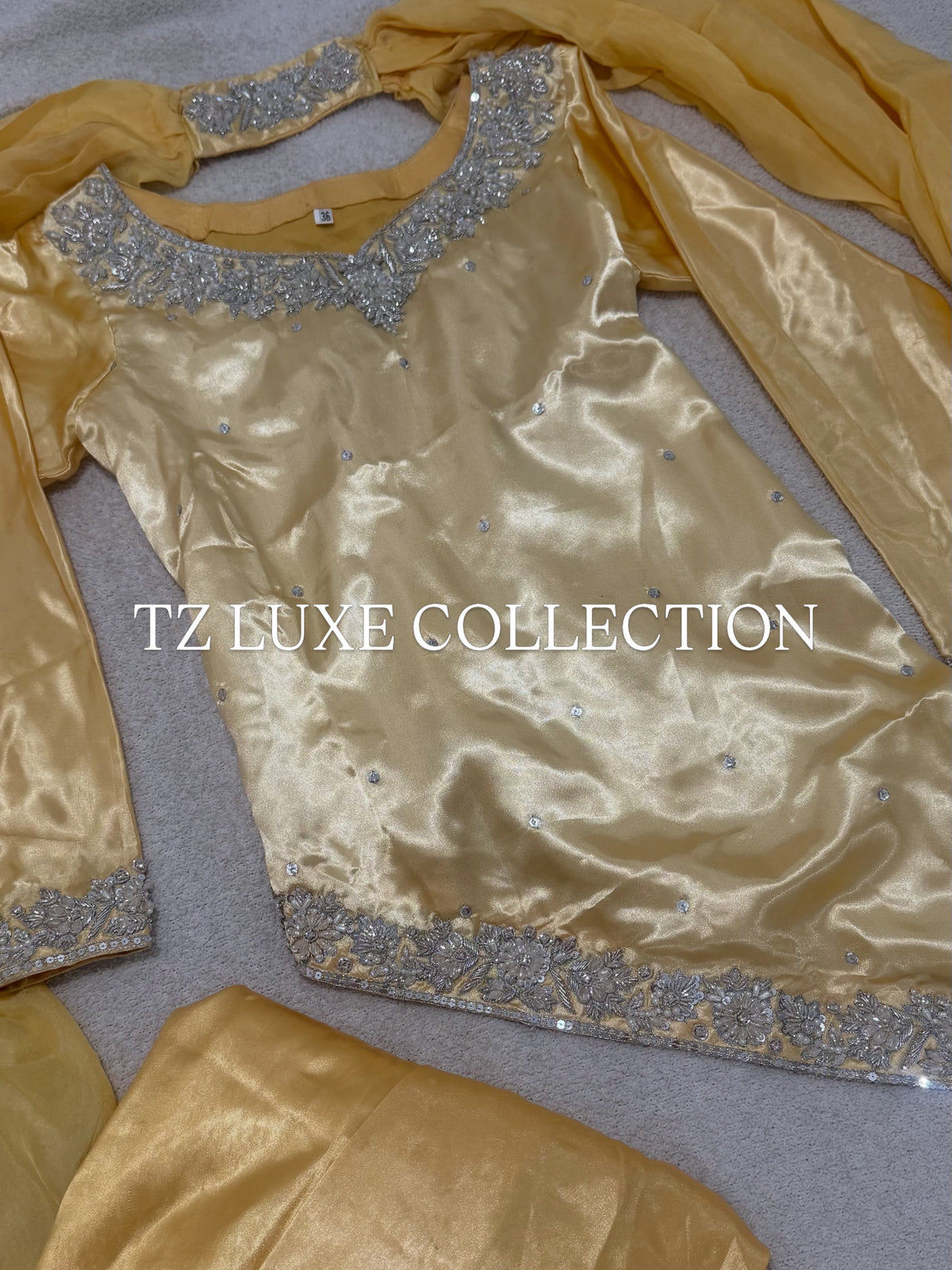 SUNEHRI - Luxury Silk Suit with Handwork