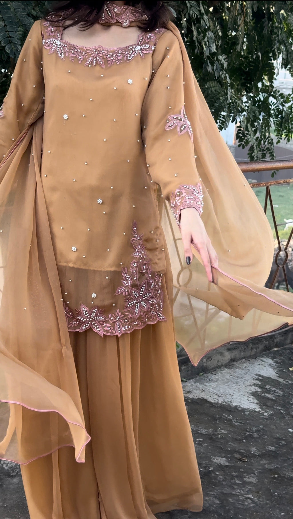 CHAI - Chiffon Hand Embroidered Sharara