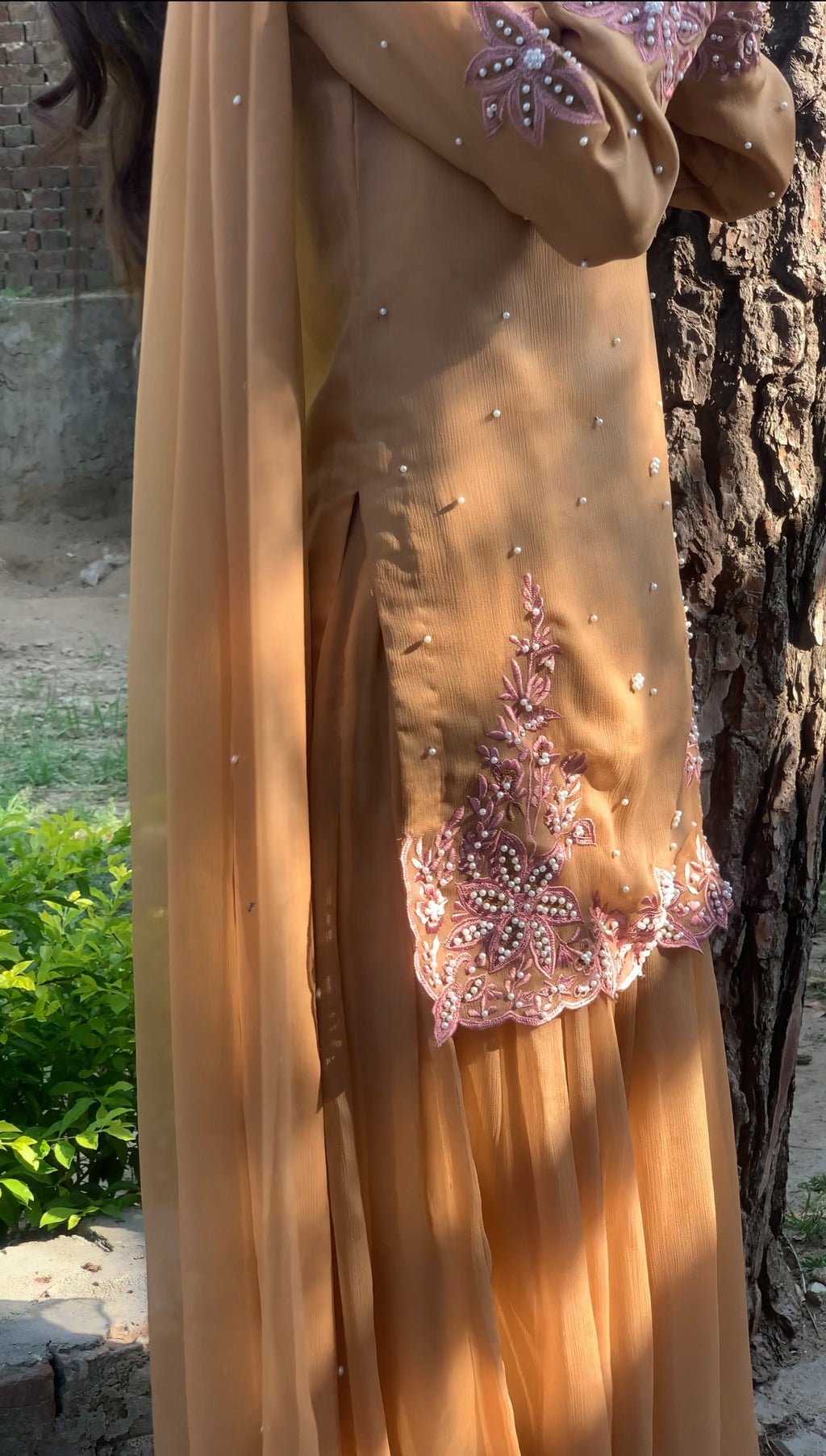 CHAI - Chiffon Hand Embroidered Sharara