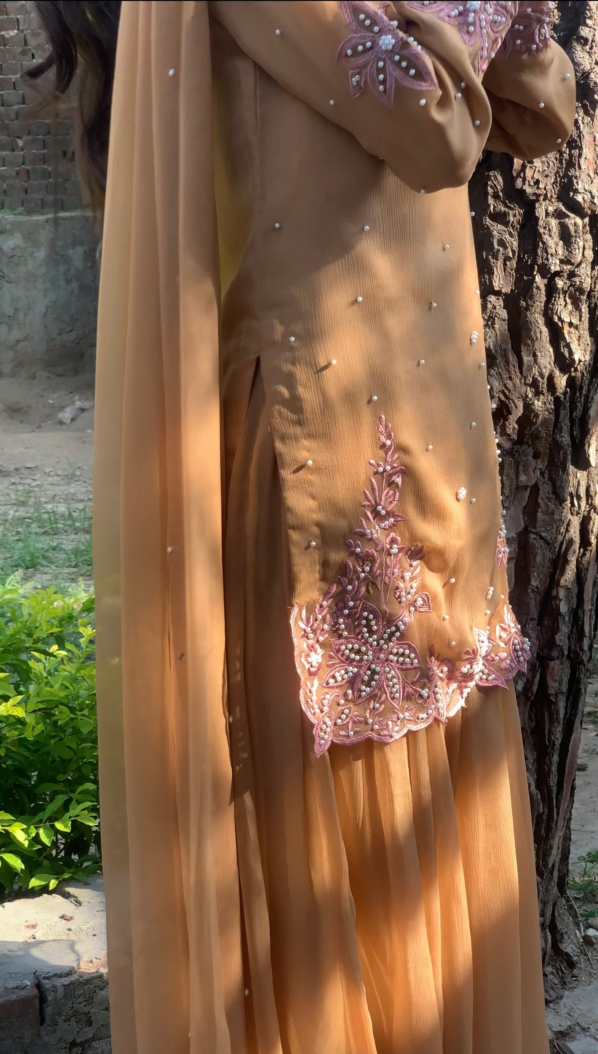 CHAI - Chiffon Hand Embroidered Sharara