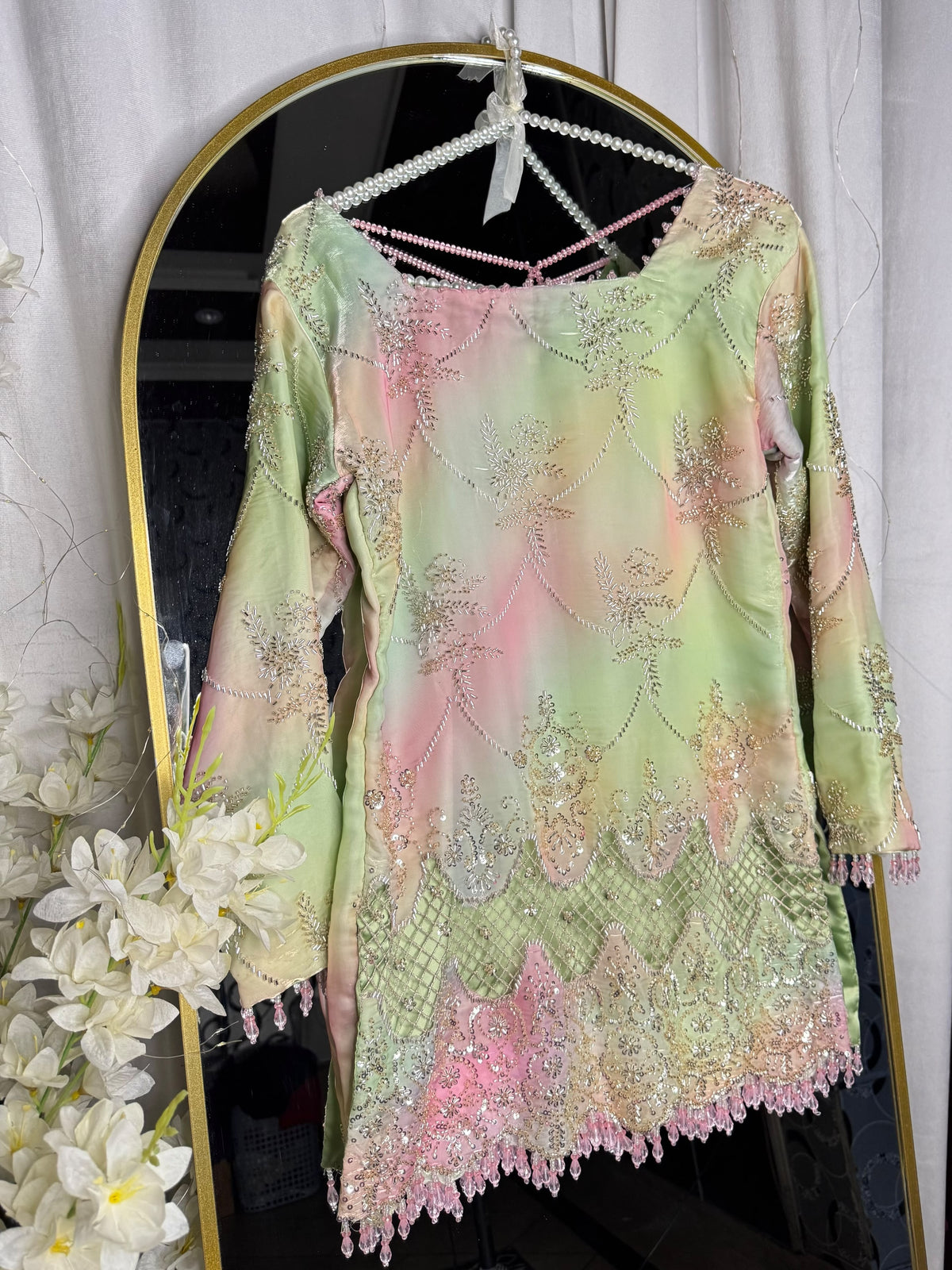 Pre-order: STRAWBERRY MATCHA - Silk Cutdana Suit