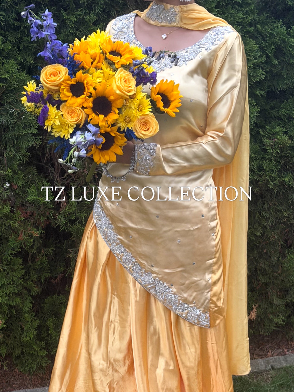 SUNEHRI - Luxury Silk Suit with Handwork