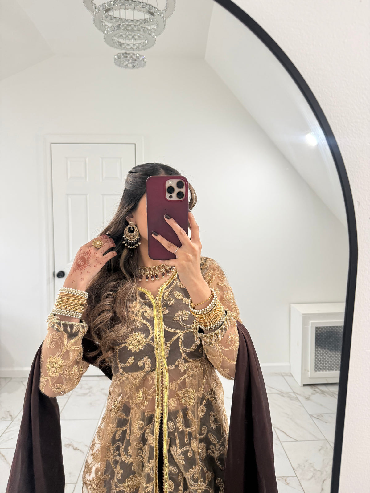 CHOCOLATE - Jacket Style Sharara Suit