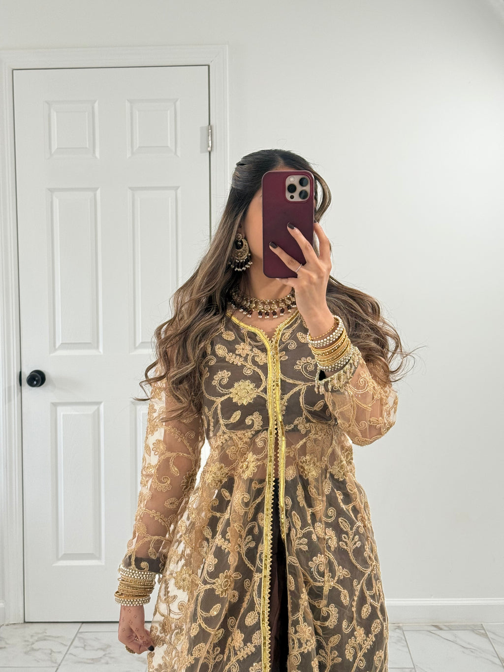 CHOCOLATE - Jacket Style Sharara Suit