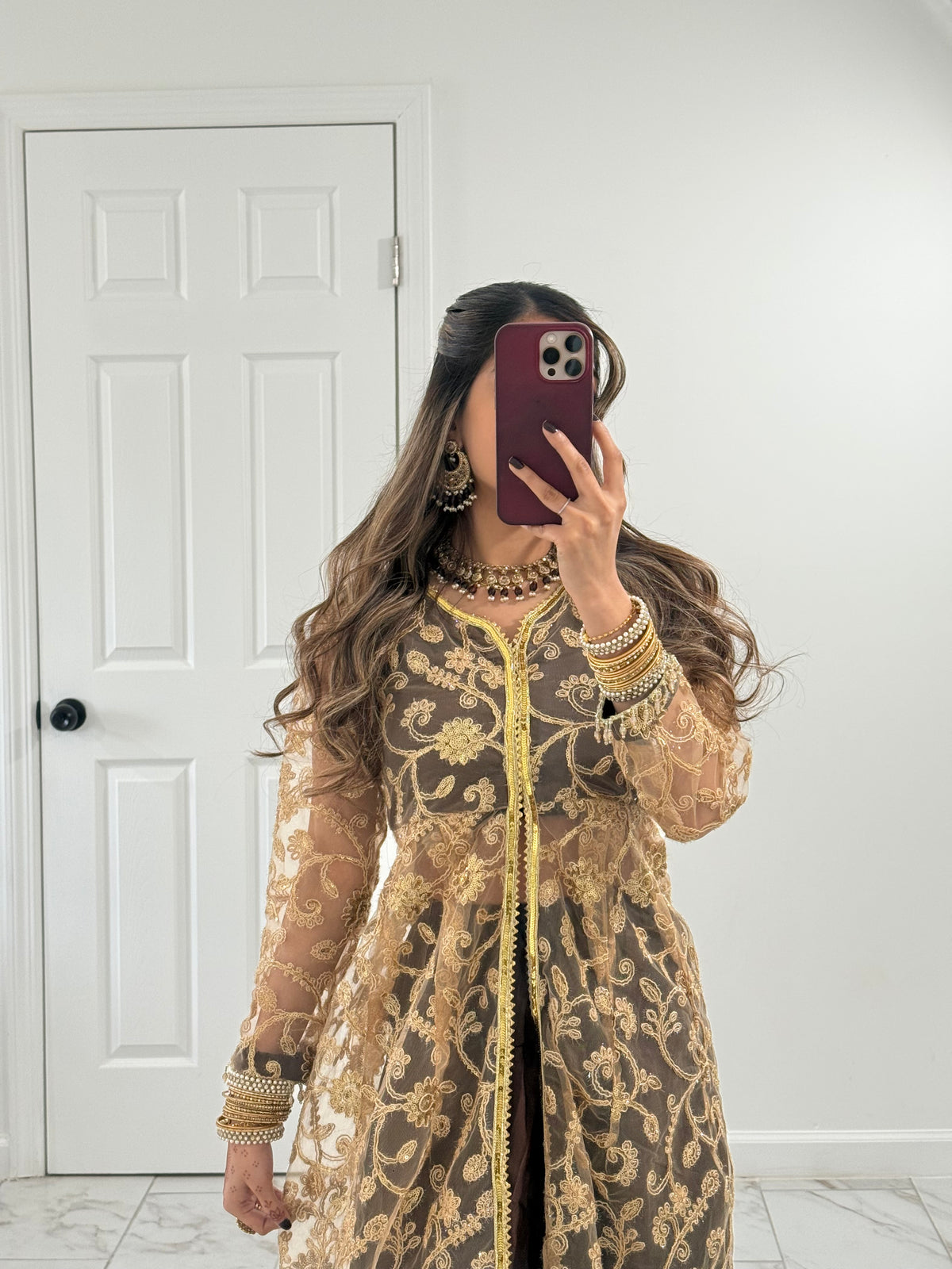 CHOCOLATE - Jacket Style Sharara Suit