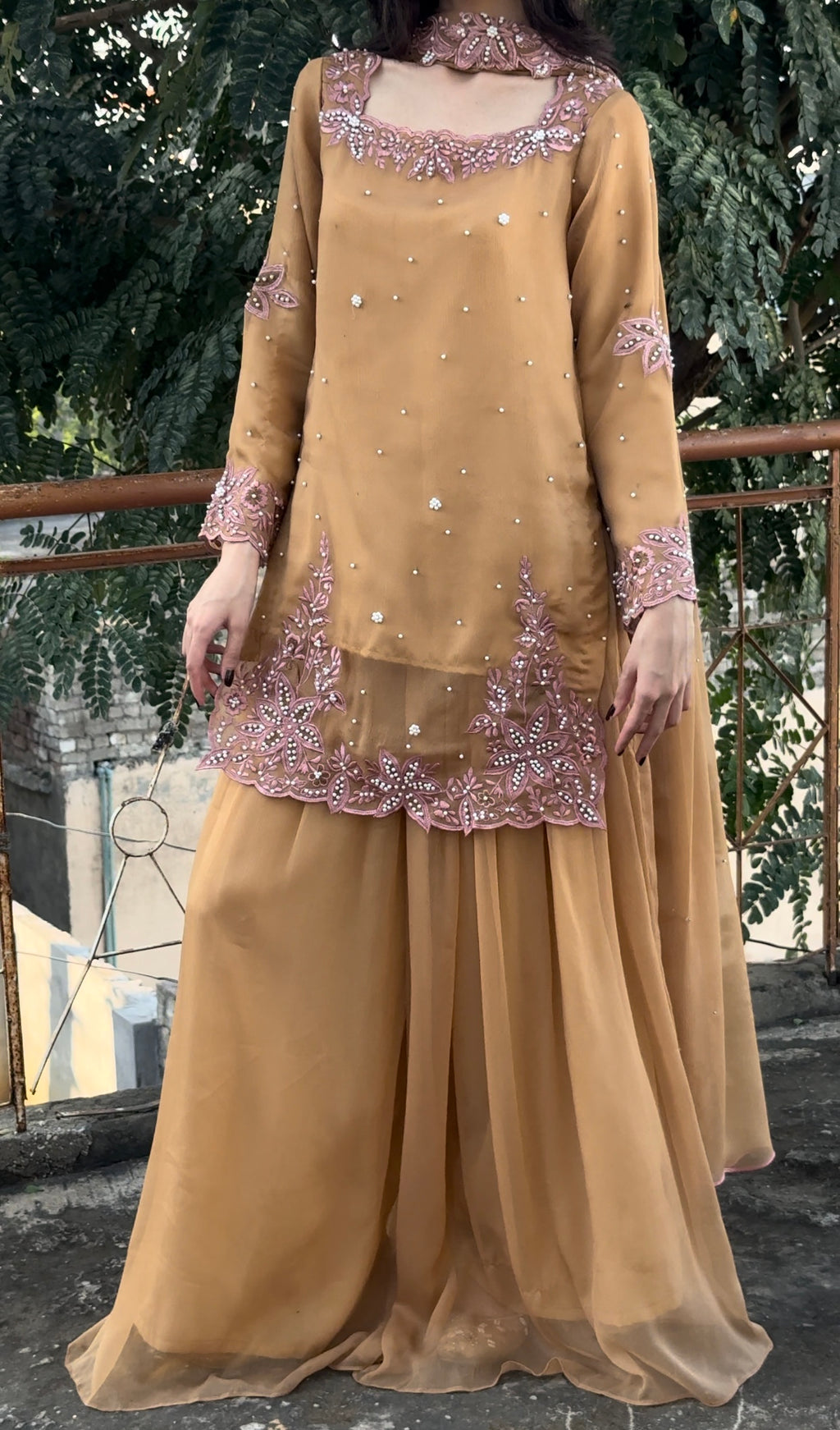 CHAI - Chiffon Hand Embroidered Sharara