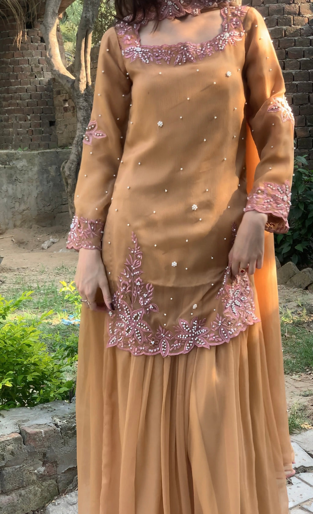 CHAI - Chiffon Hand Embroidered Sharara