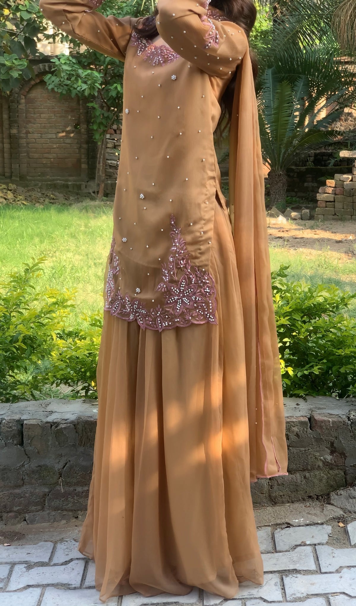 CHAI - Chiffon Hand Embroidered Sharara