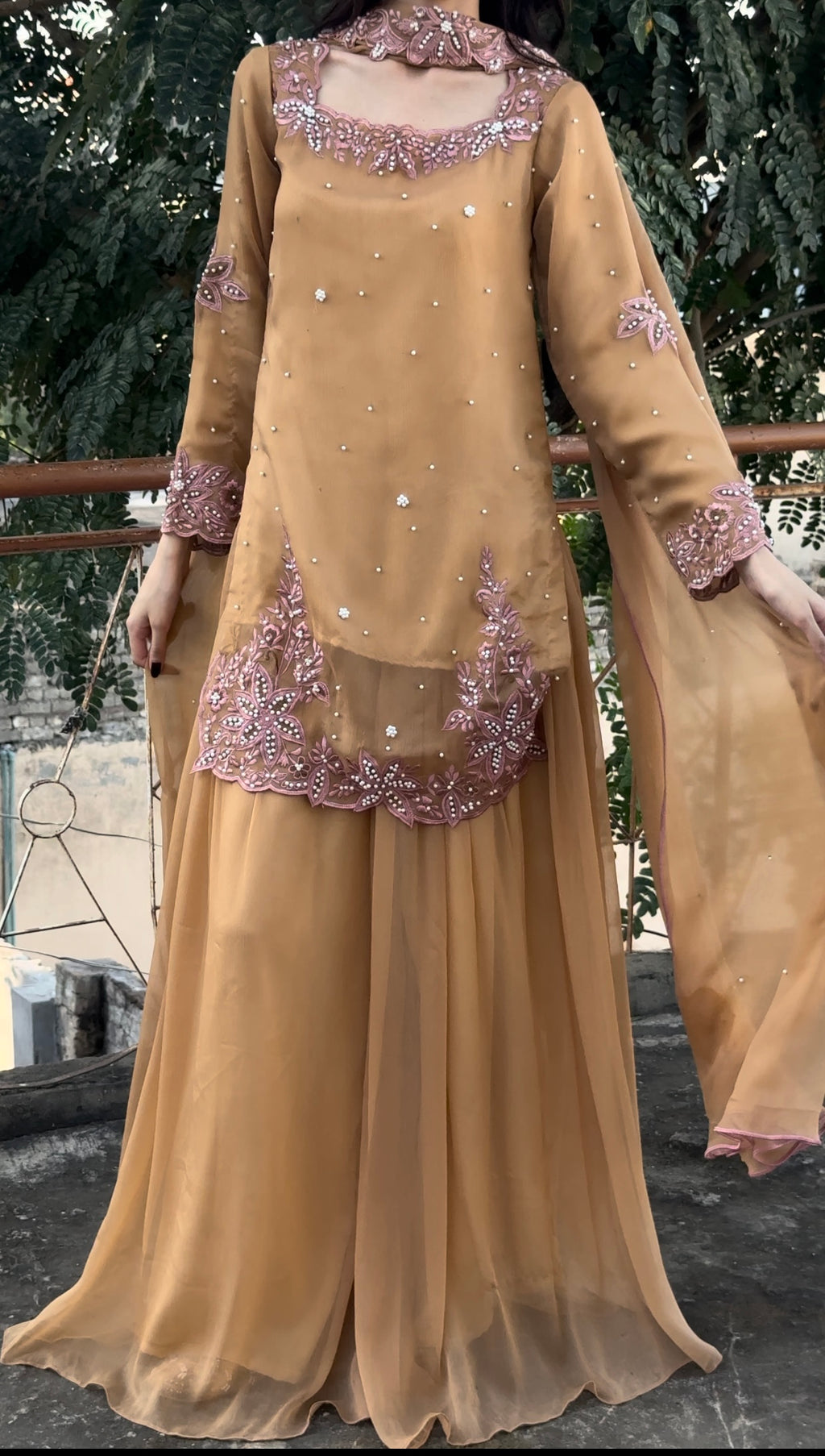 CHAI - Chiffon Hand Embroidered Sharara