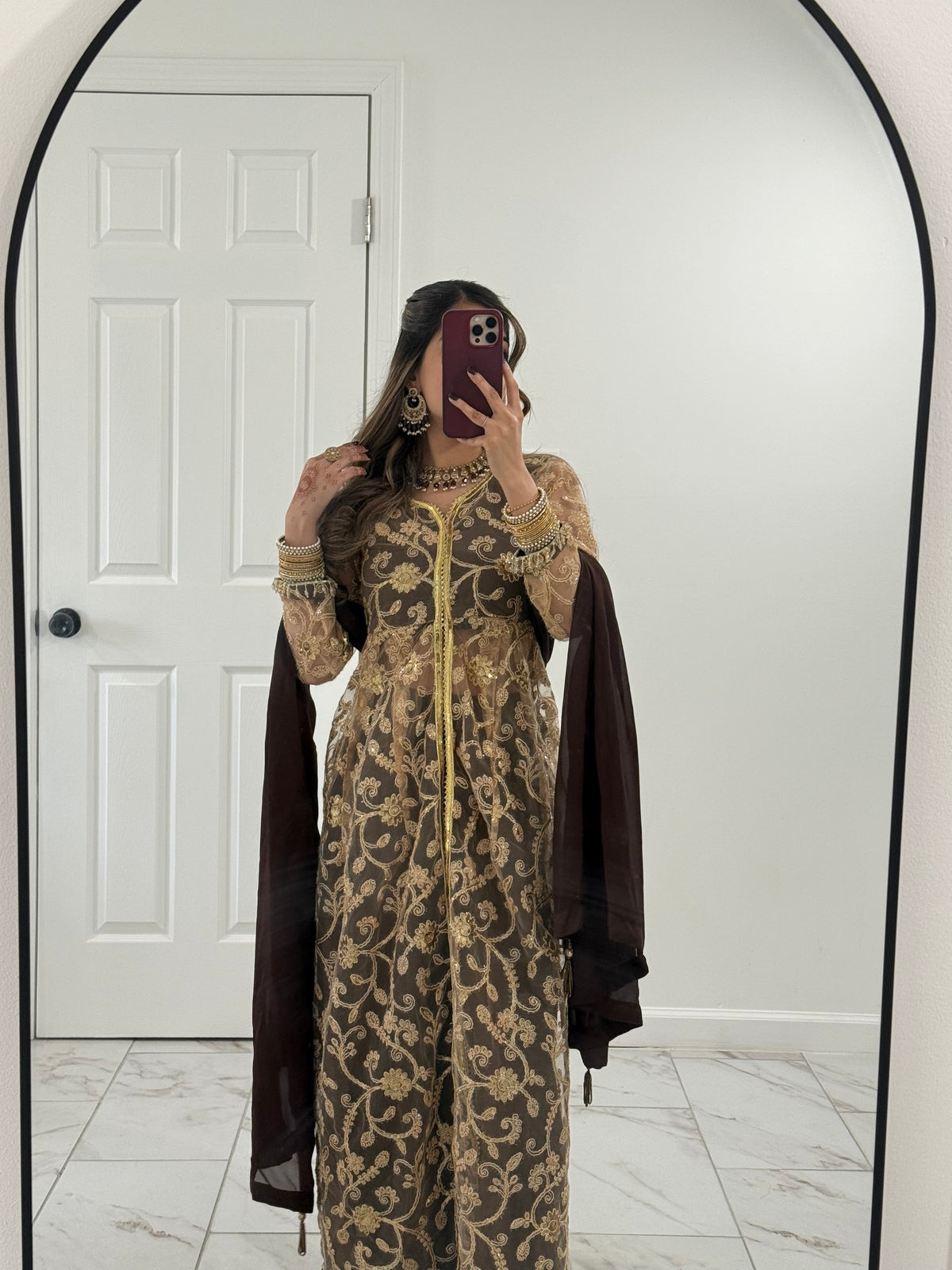 CHOCOLATE - Jacket Style Sharara Suit