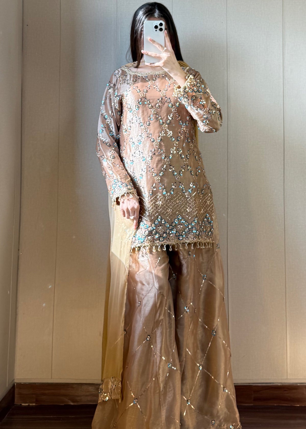 Pre-order: NEELAM - Golden Silk Cutdana Suit