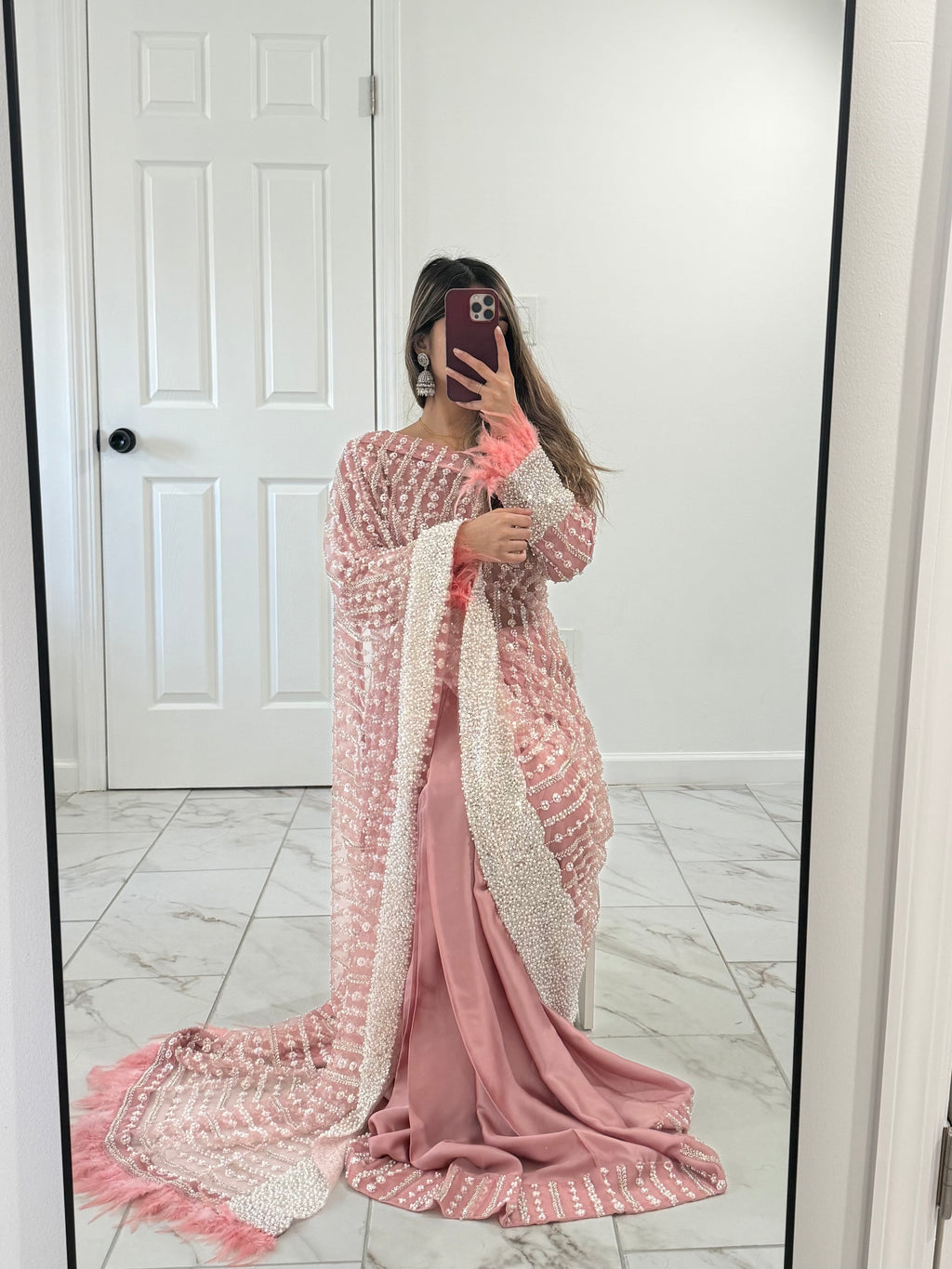 PEARL SAREE - Pink Pearl Ready Wear Saree