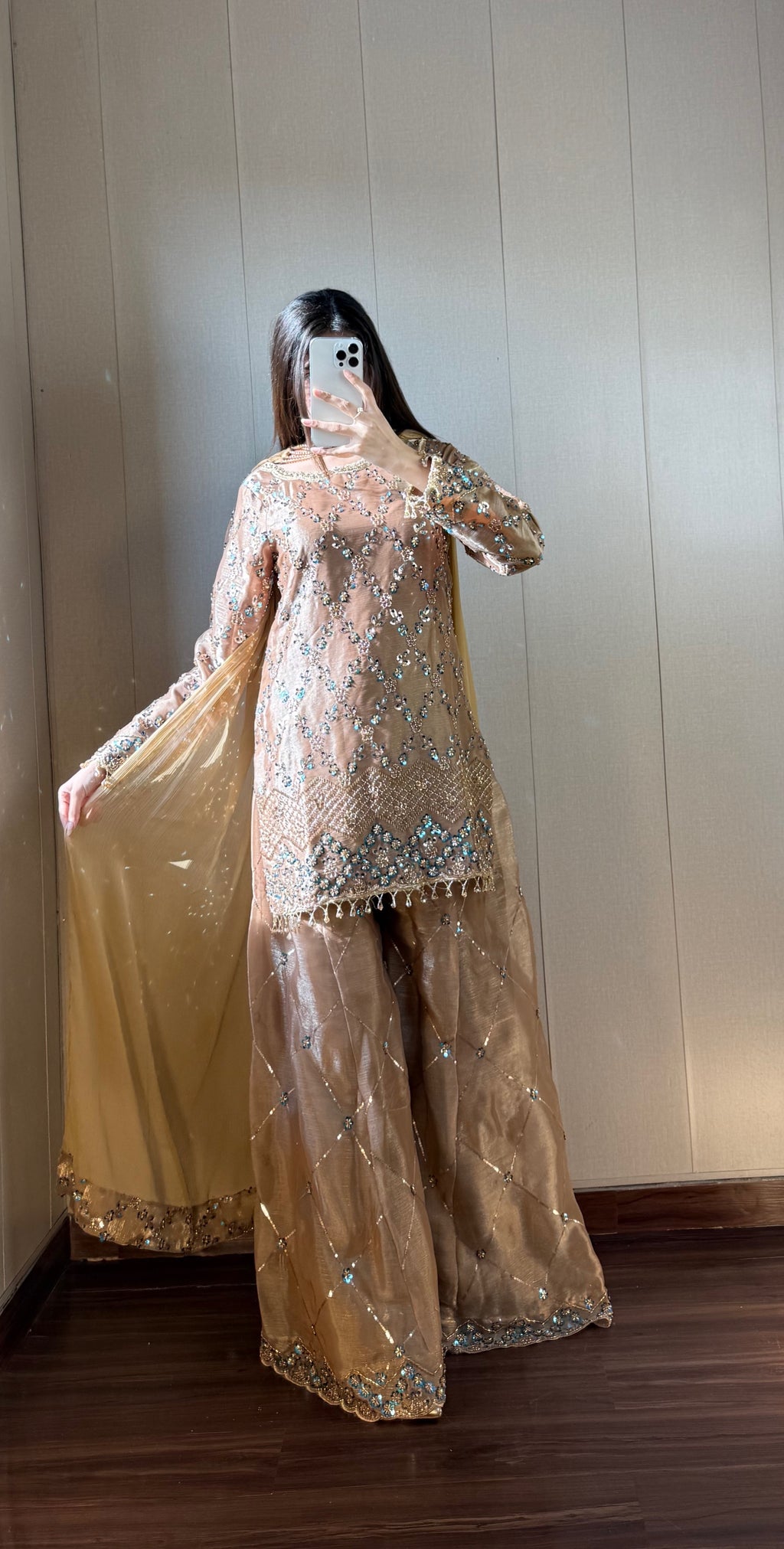 Pre-order: NEELAM - Golden Silk Cutdana Suit