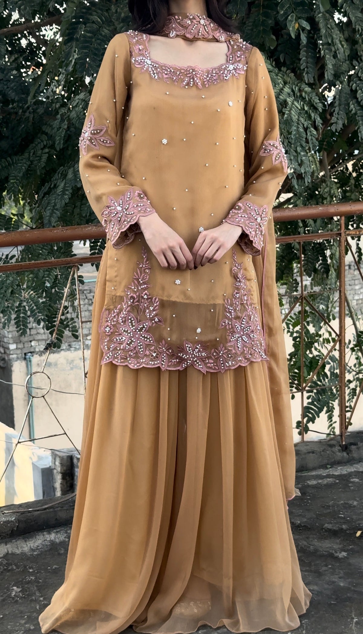 CHAI - Chiffon Hand Embroidered Sharara