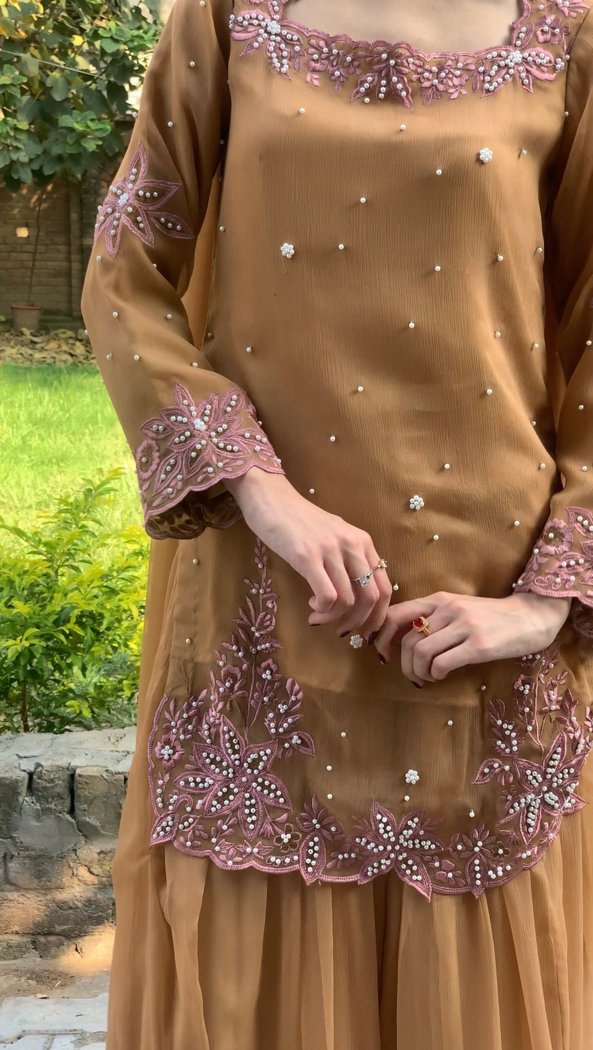 CHAI - Chiffon Hand Embroidered Sharara