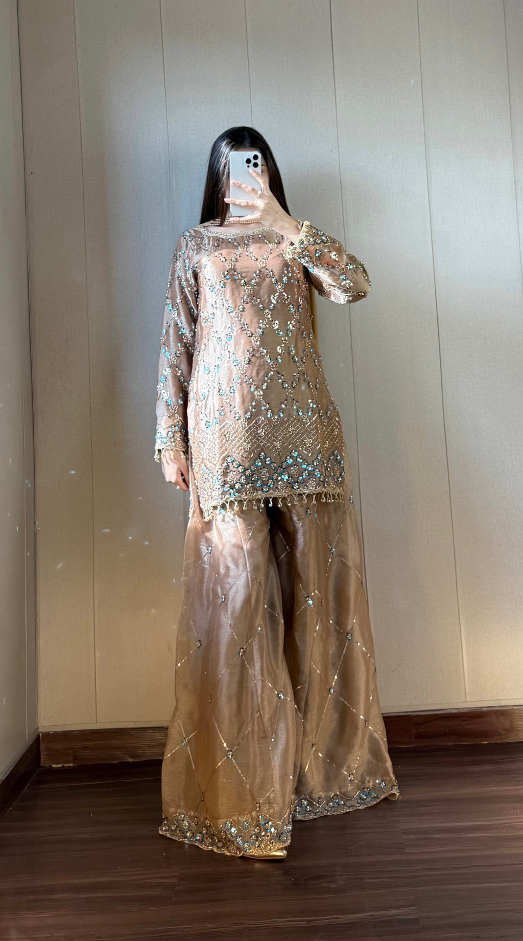 Pre-order: NEELAM - Golden Silk Cutdana Suit