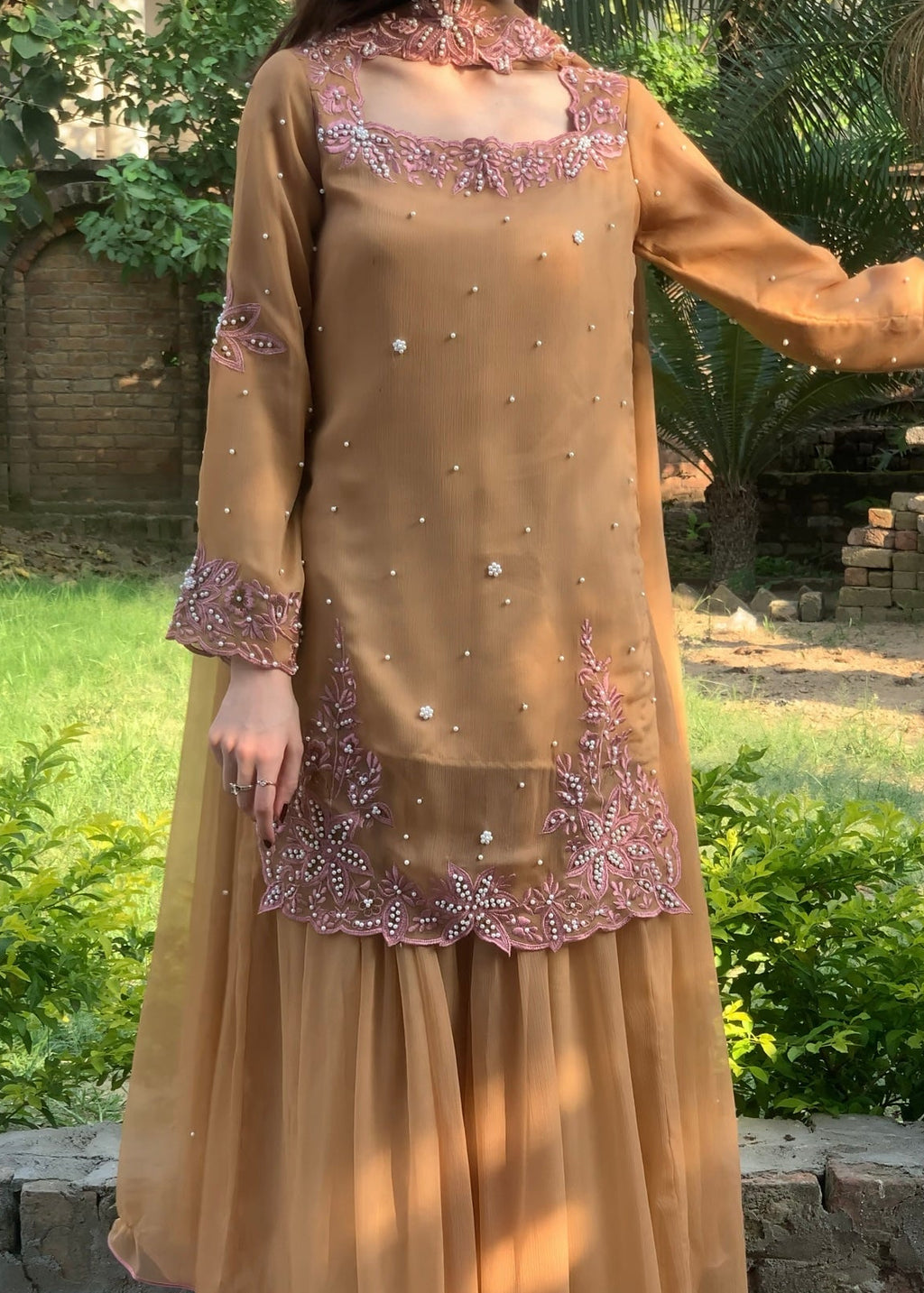 CHAI - Chiffon Hand Embroidered Sharara