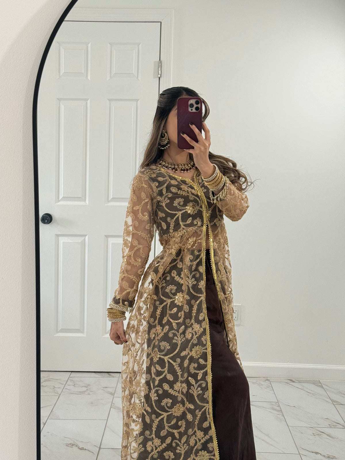 CHOCOLATE - Jacket Style Sharara Suit