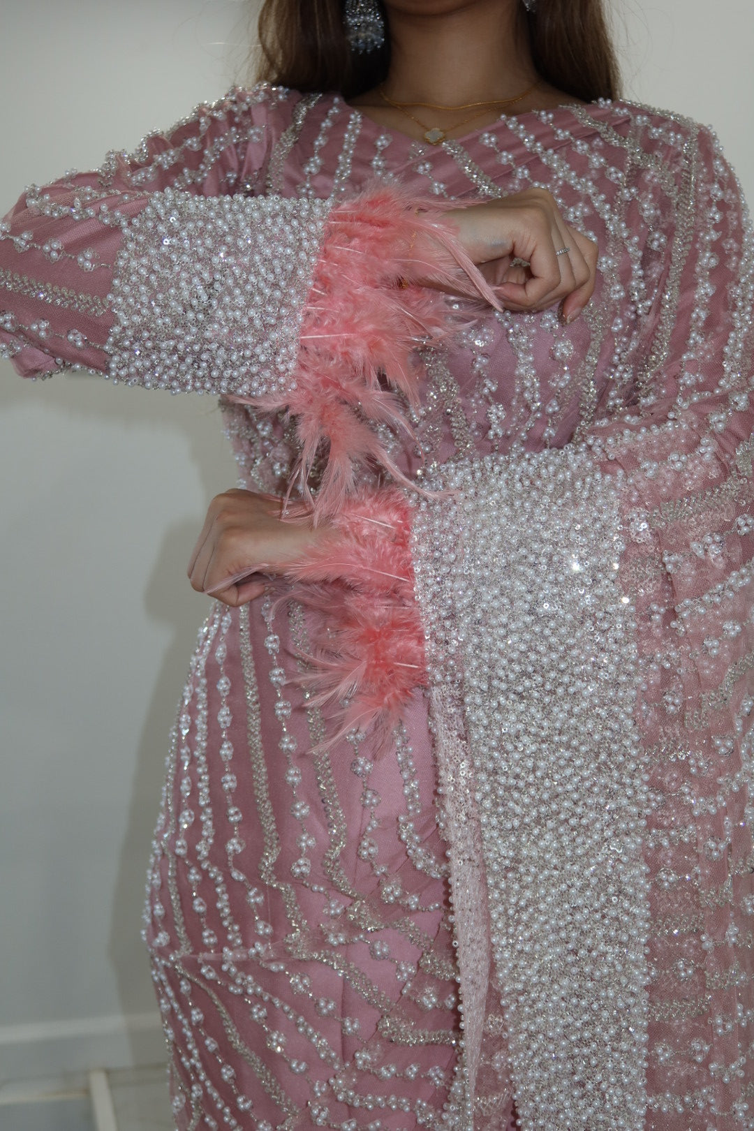 PEARL SAREE - Pink Pearl Ready Wear Saree