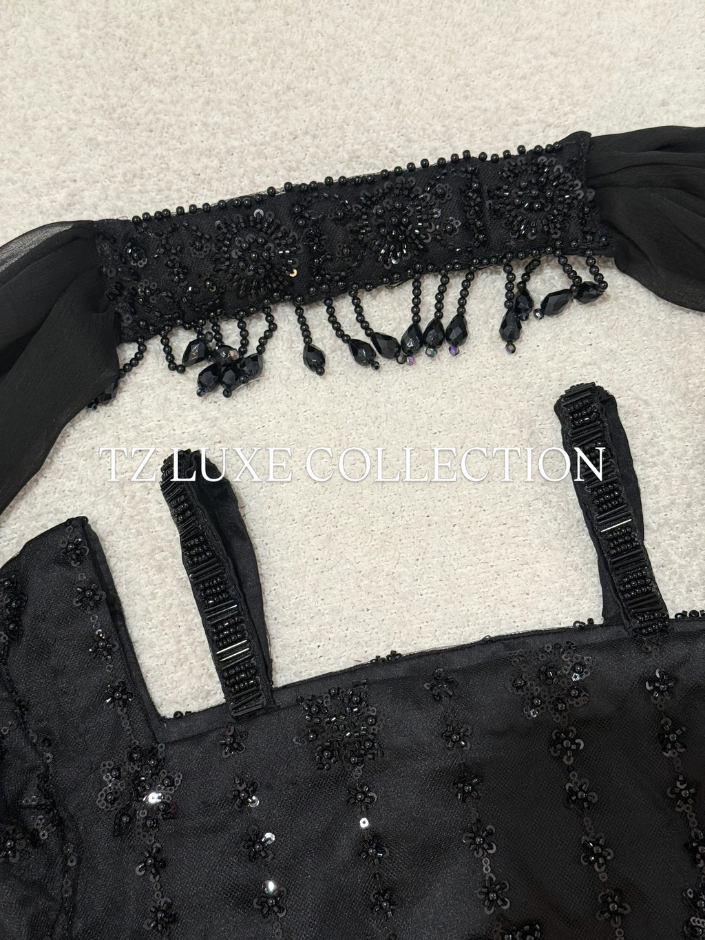ECLIPSE - Black Net Suit with Cutdana Work