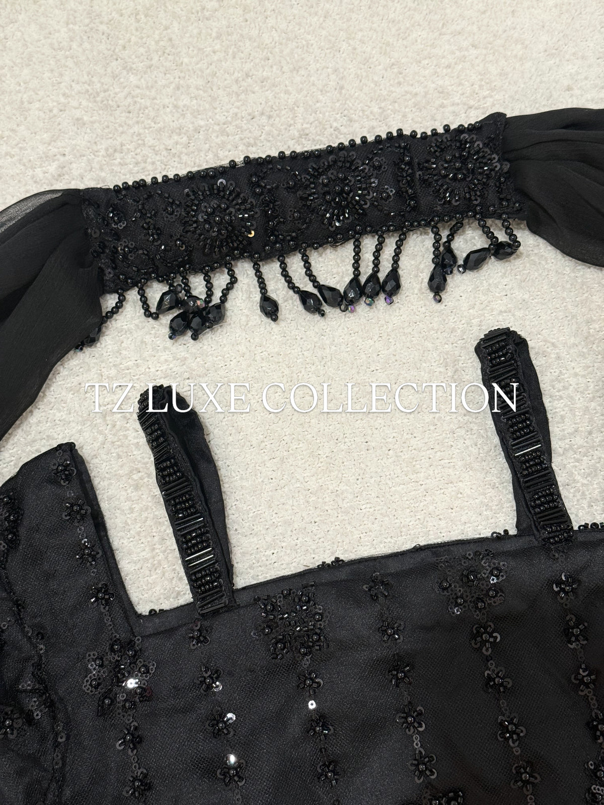 ECLIPSE - Black Net Suit with Cutdana Work