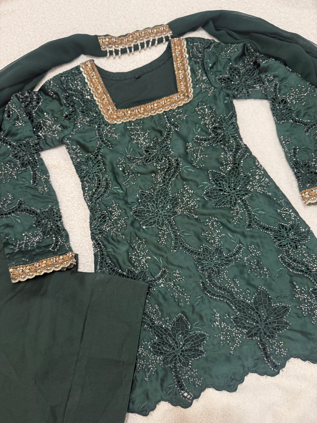 FAIZA - Emerald Green Farshi Suit