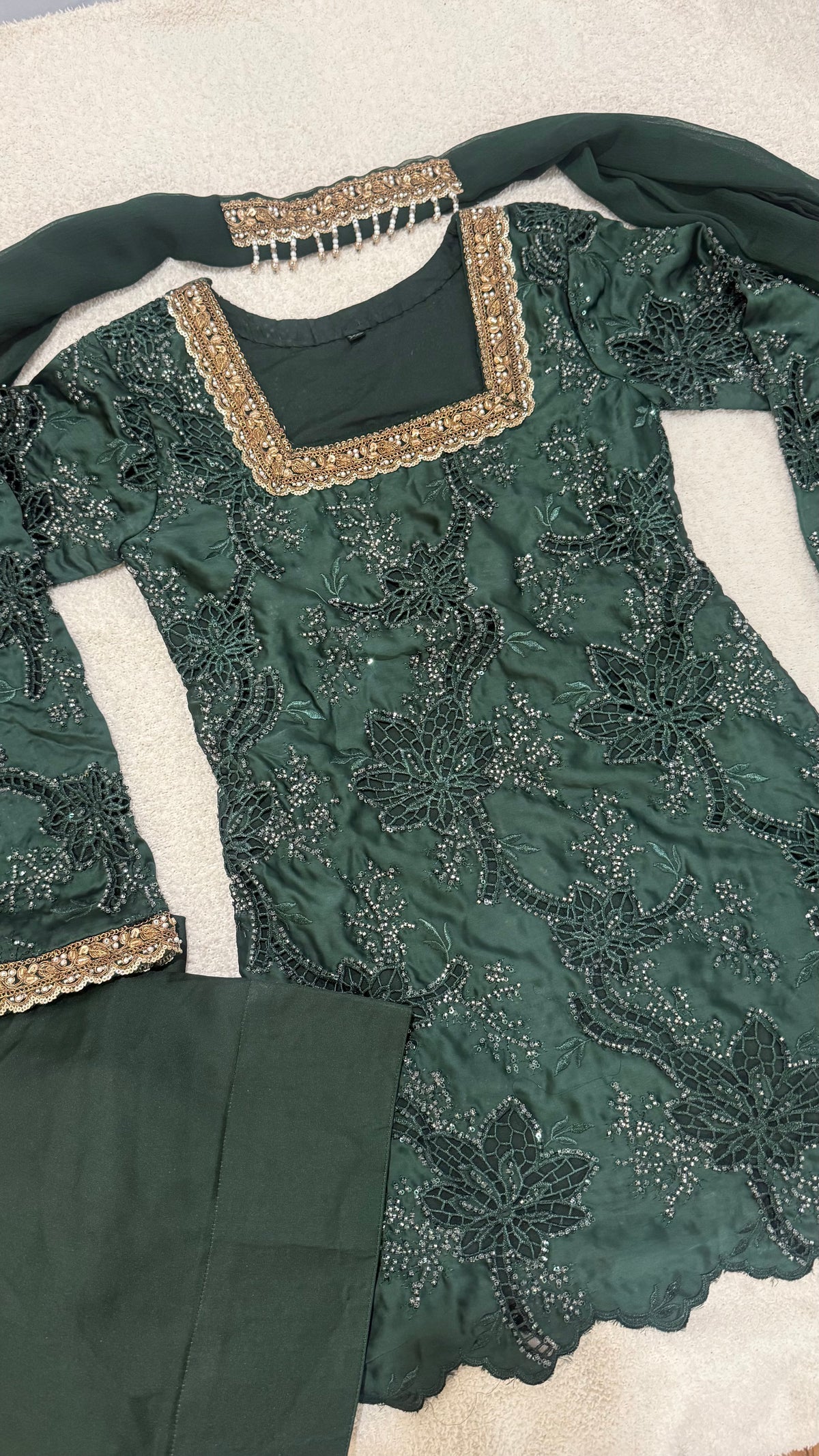 FAIZA - Emerald Green Farshi Suit