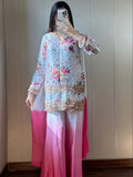 MAHER - Floral Silk Suit with Cutdana Work