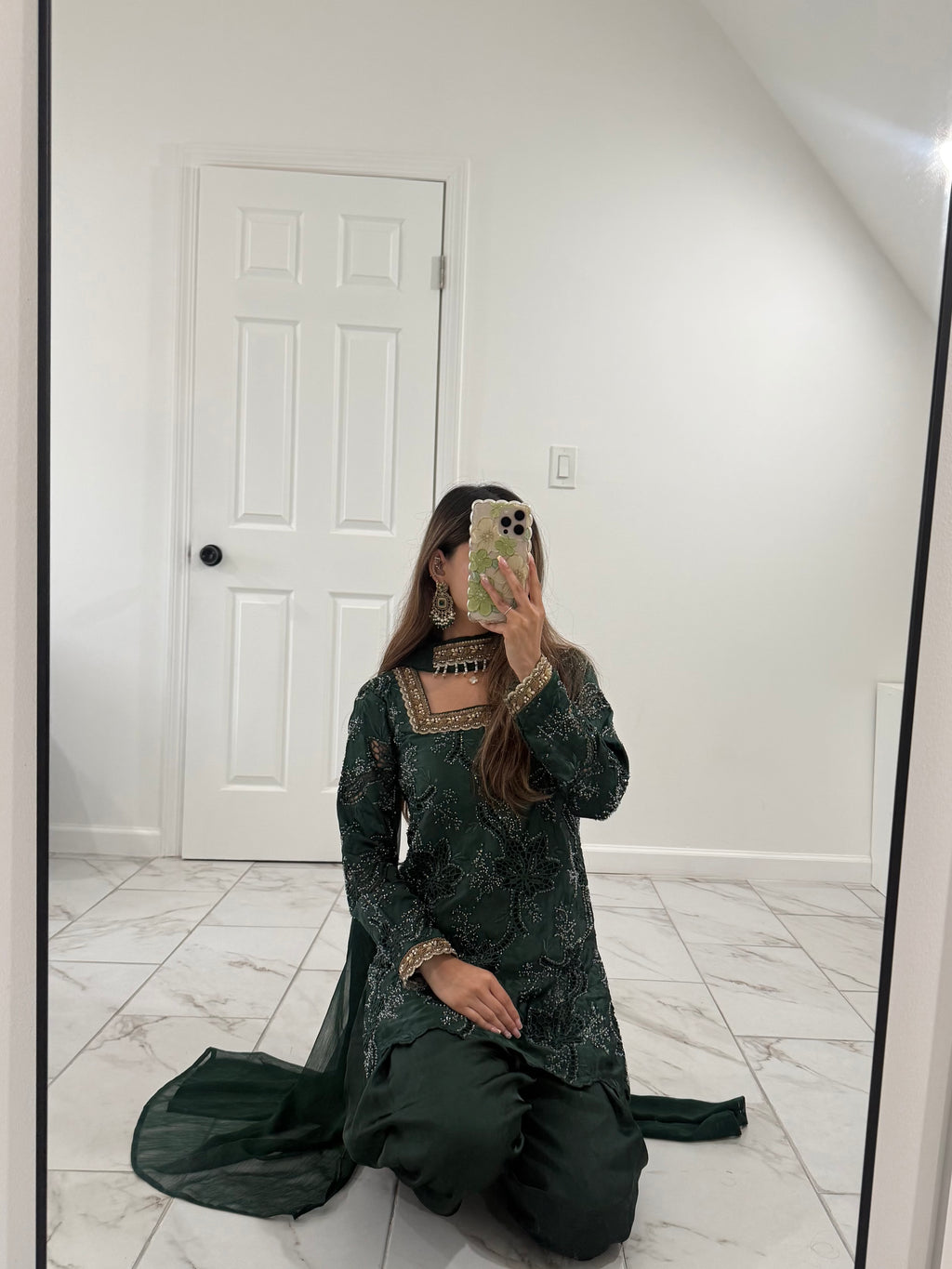 FAIZA - Emerald Green Farshi Suit