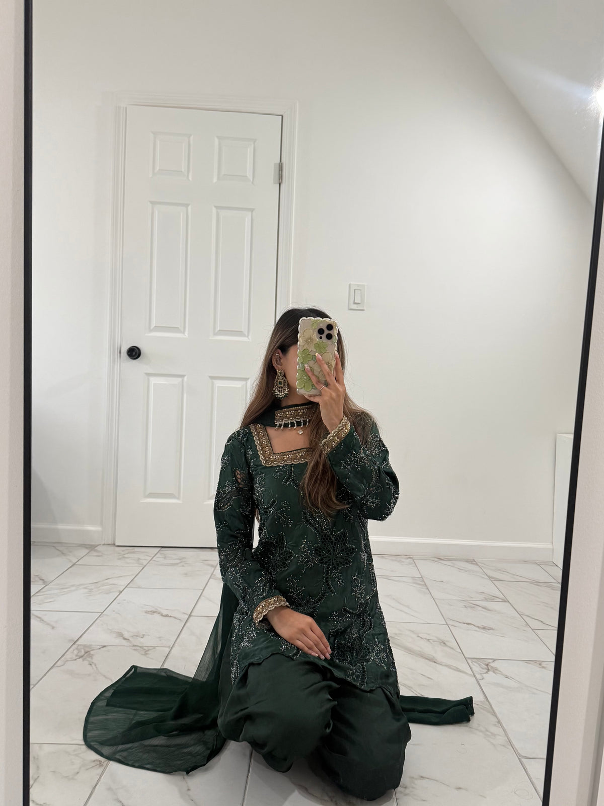 FAIZA - Emerald Green Farshi Suit