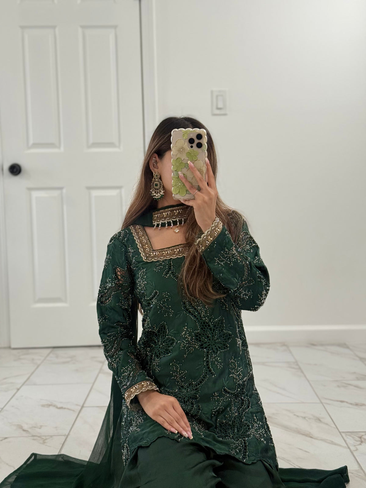 FAIZA - Emerald Green Farshi Suit