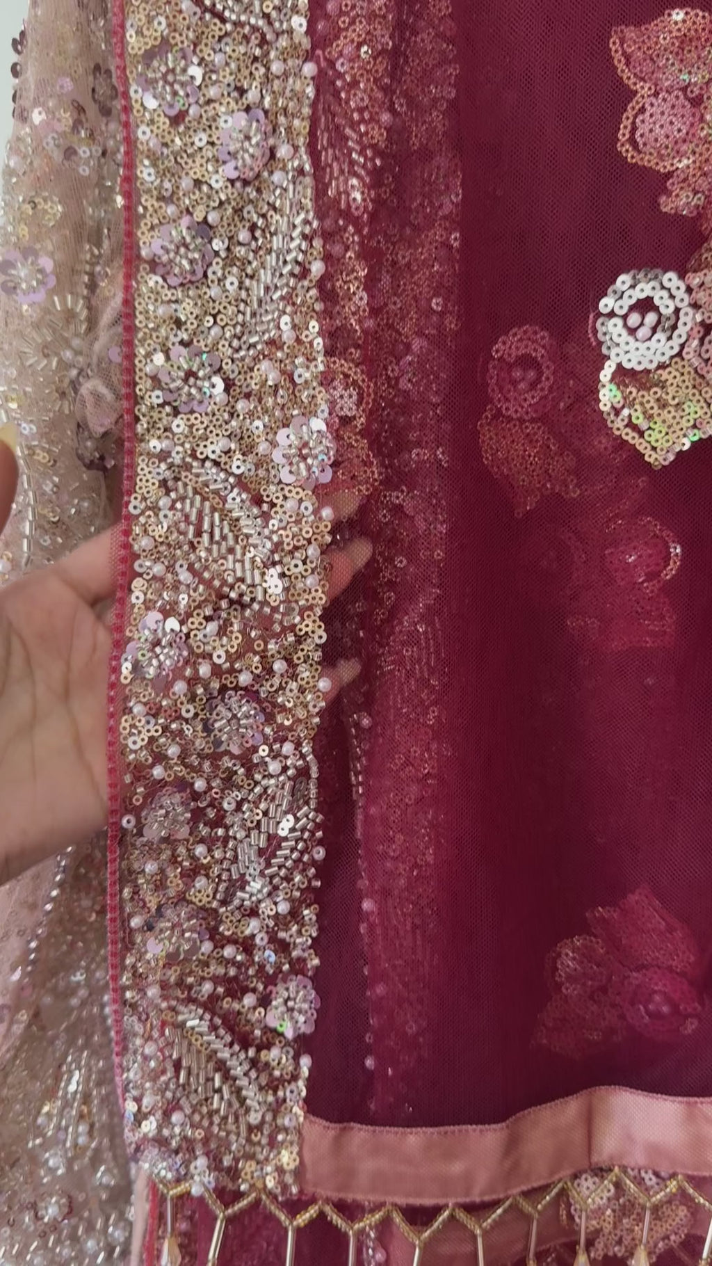 ROSHNI - Gold Cutdana Lehenga with Red Dupatta