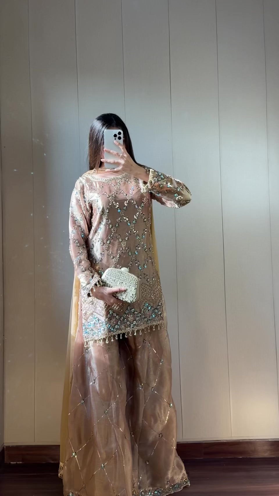 Pre-order: NEELAM - Golden Silk Cutdana Suit