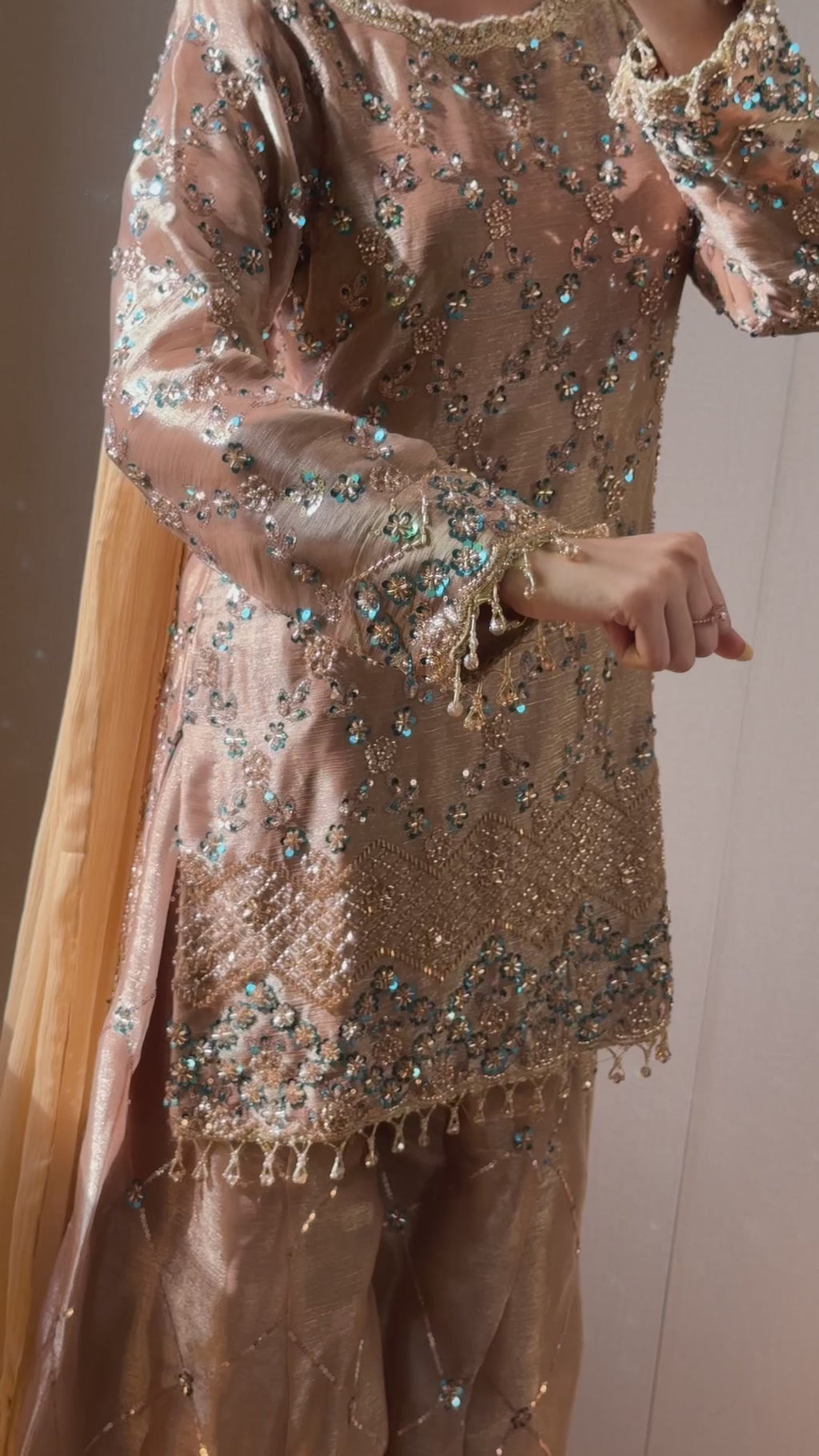 Pre-order: NEELAM - Golden Silk Cutdana Suit