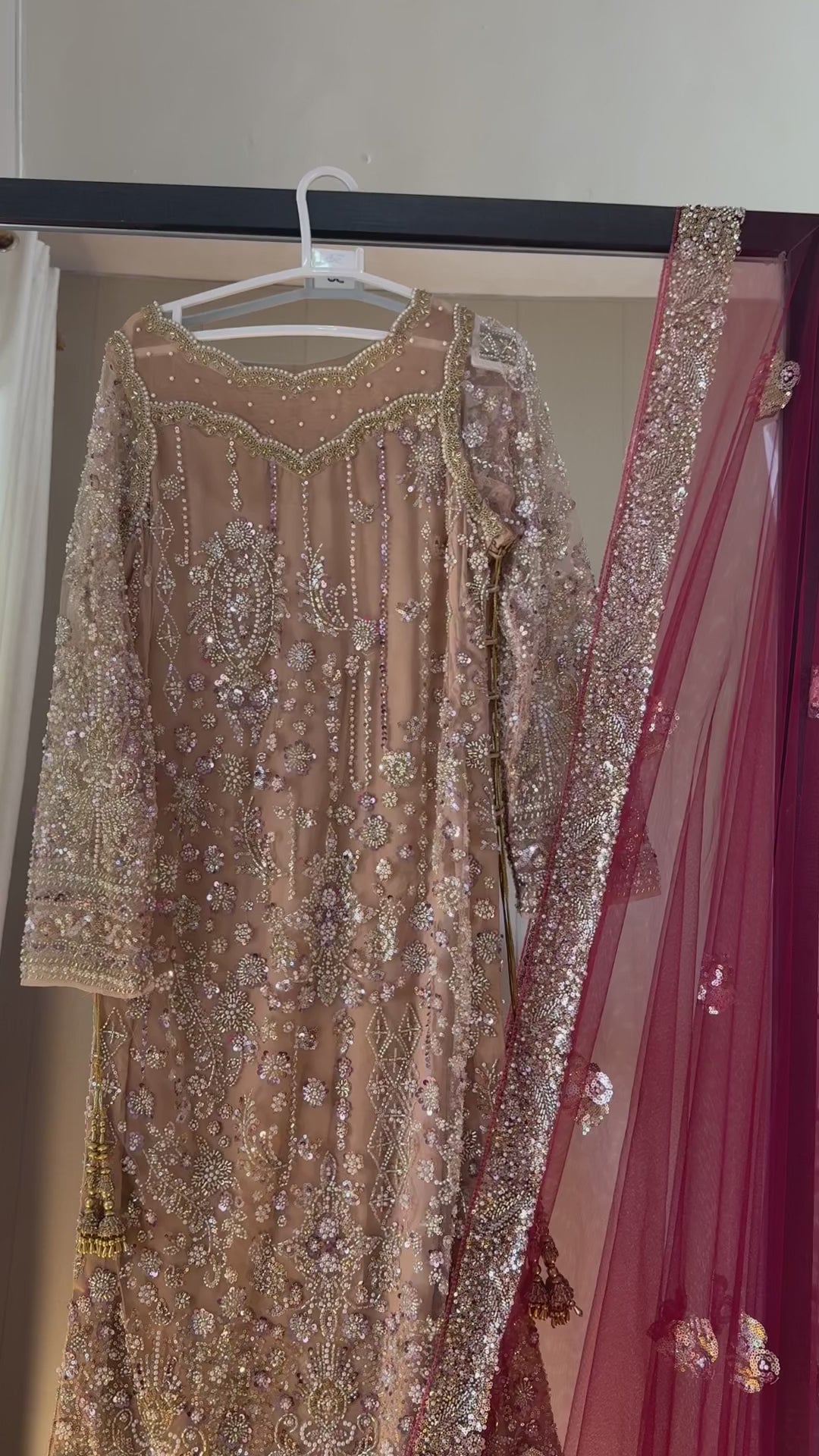 ROSHNI - Gold Cutdana Lehenga with Red Dupatta
