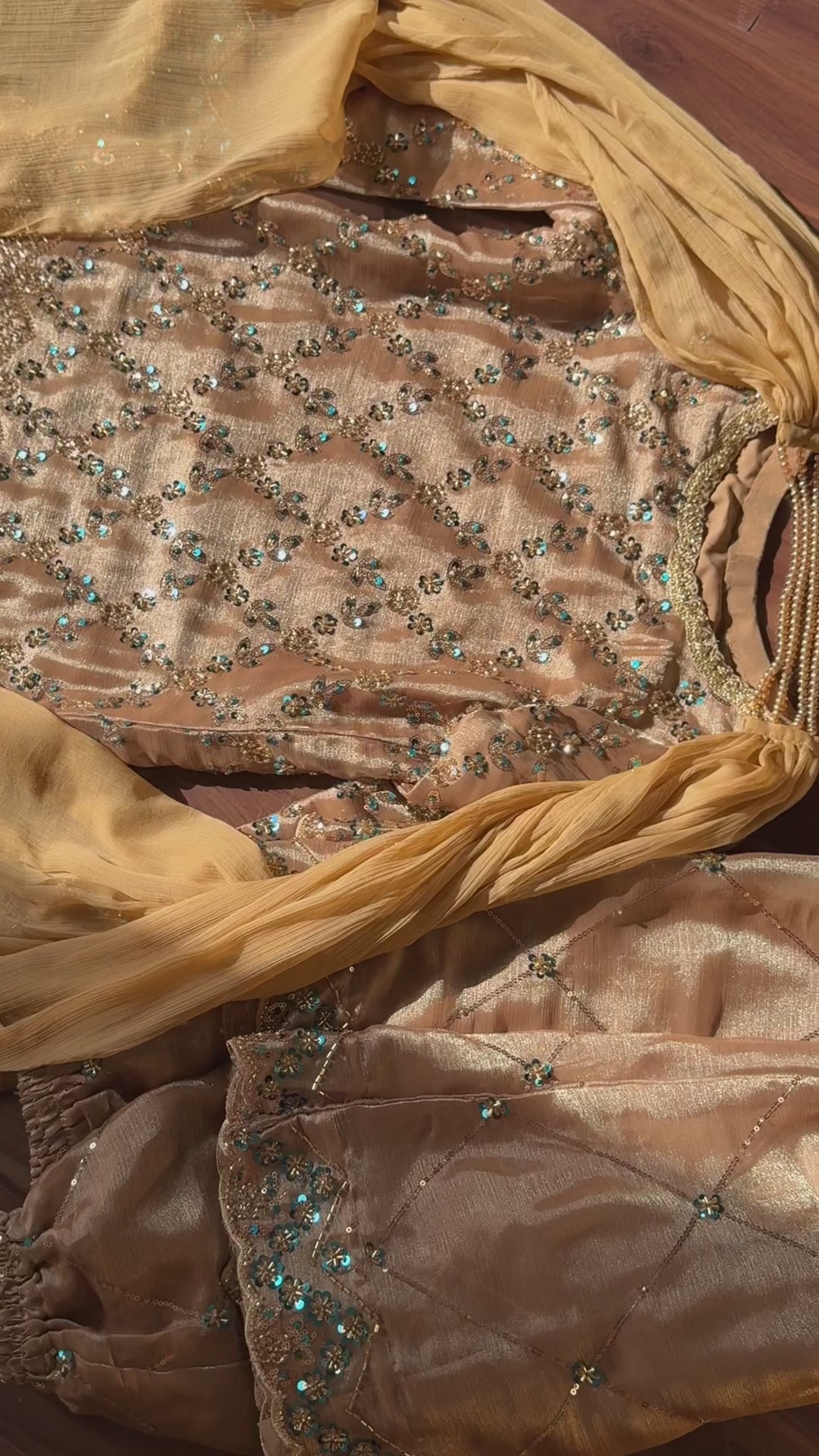 Pre-order: NEELAM - Golden Silk Cutdana Suit