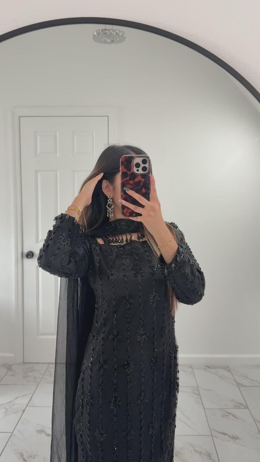 ECLIPSE - Black Net Suit with Cutdana Work