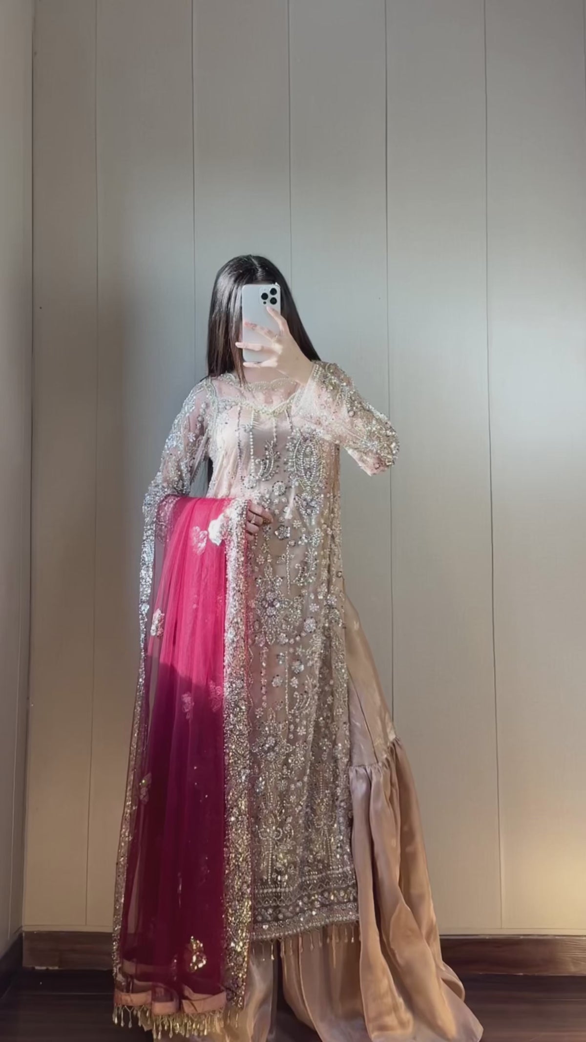 ROSHNI - Gold Cutdana Lehenga with Red Dupatta