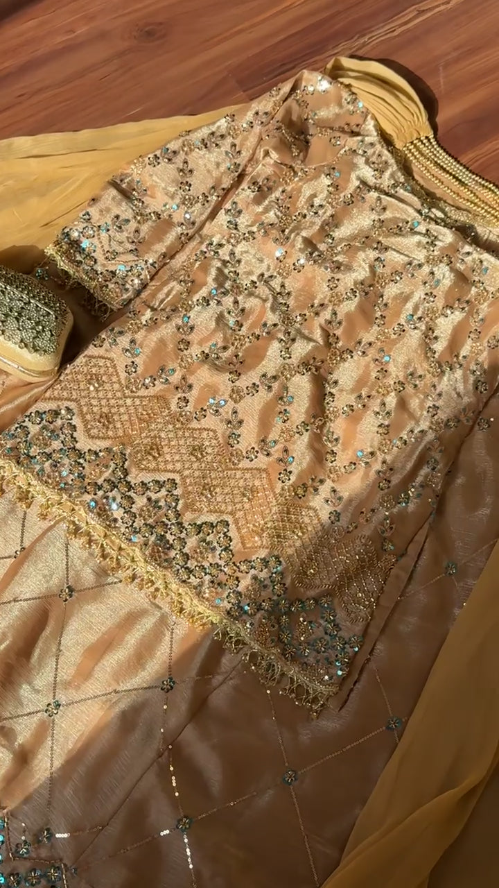 Pre-order: NEELAM - Golden Silk Cutdana Suit