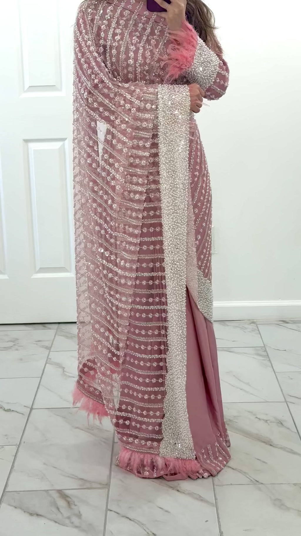 PEARL SAREE - Pink Pearl Ready Wear Saree