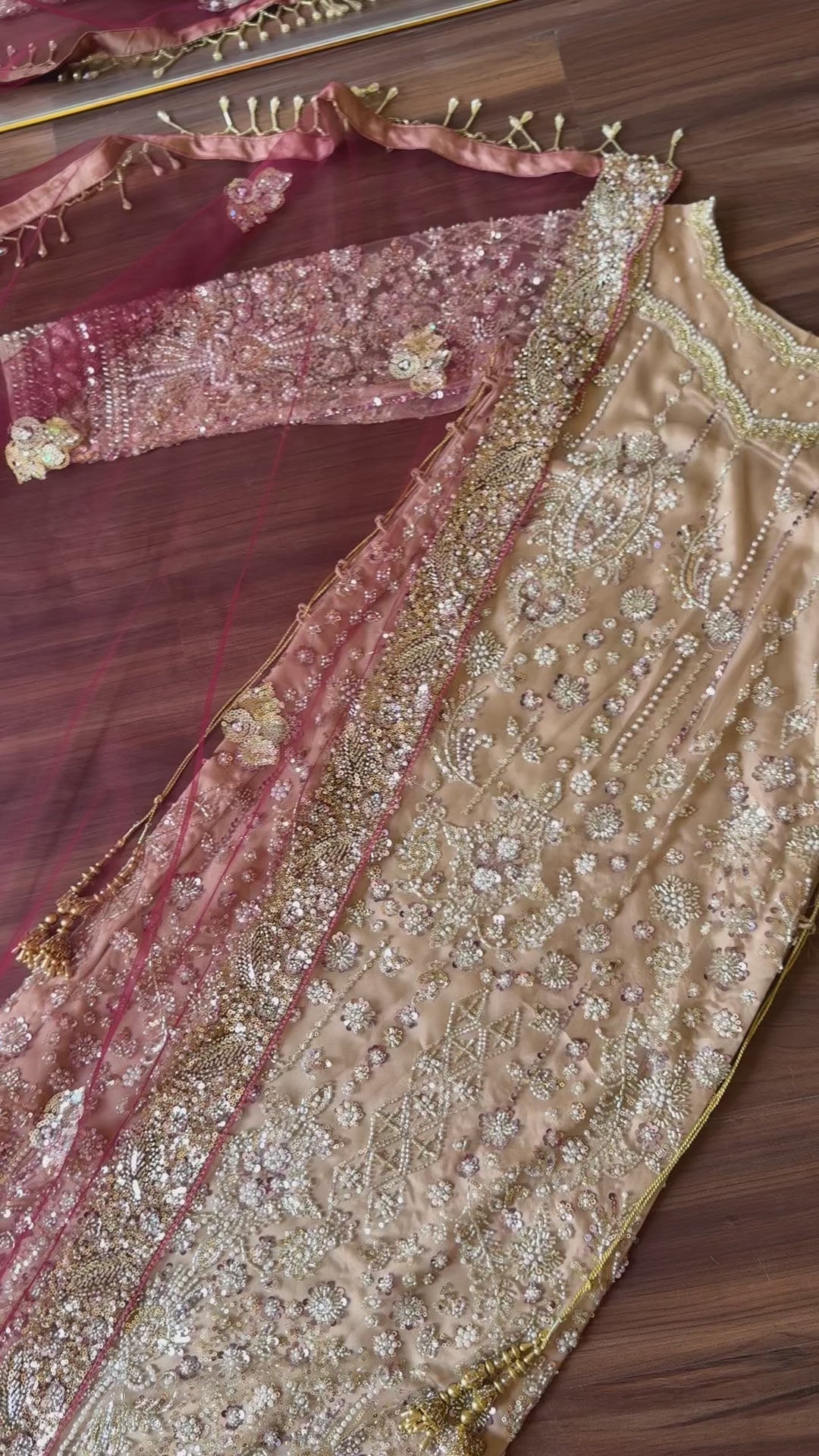 ROSHNI - Gold Cutdana Lehenga with Red Dupatta