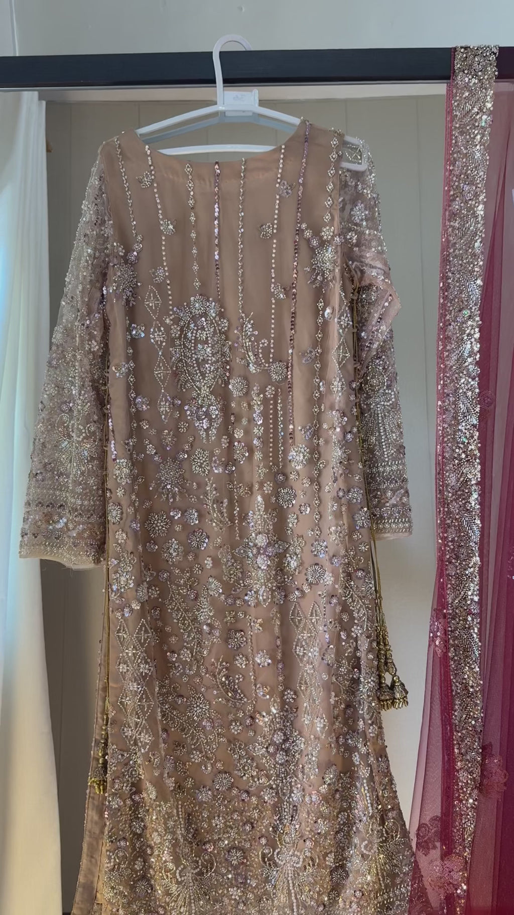 ROSHNI - Gold Cutdana Lehenga with Red Dupatta