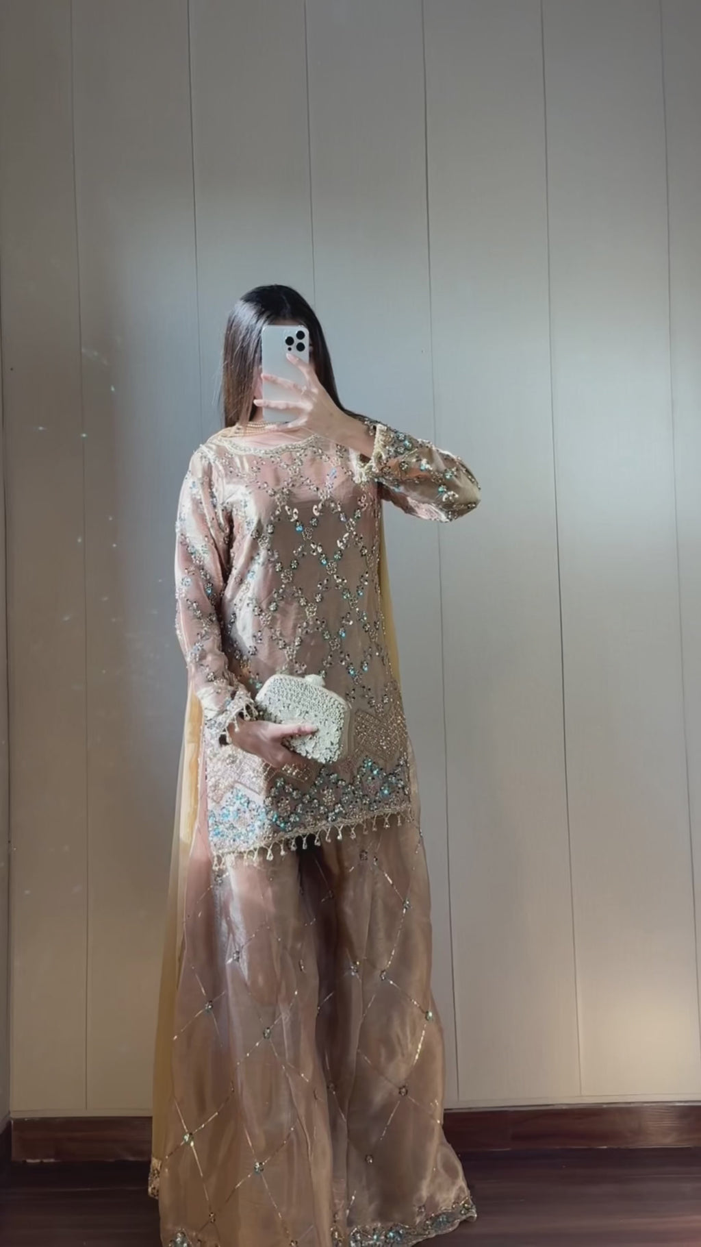 Pre-order: NEELAM - Golden Silk Cutdana Suit
